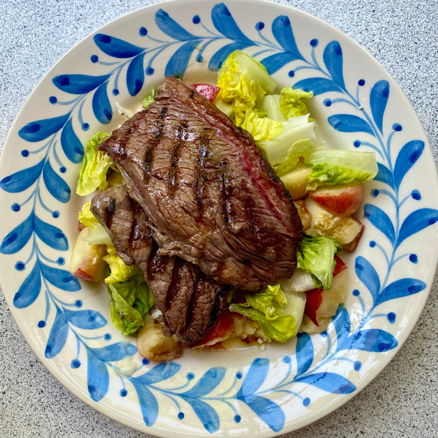 Seared Steak on a Peach & Goats Cheese Salad – Fenella Foodie